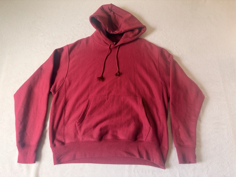 Champion Reverse Weave Hooded Sweatshirt Men Size L Crimson